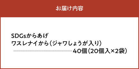 【からあげ聖林】SDGsからあげ「ワスレナイから」ジャワしょうが入り（40個） KH5306