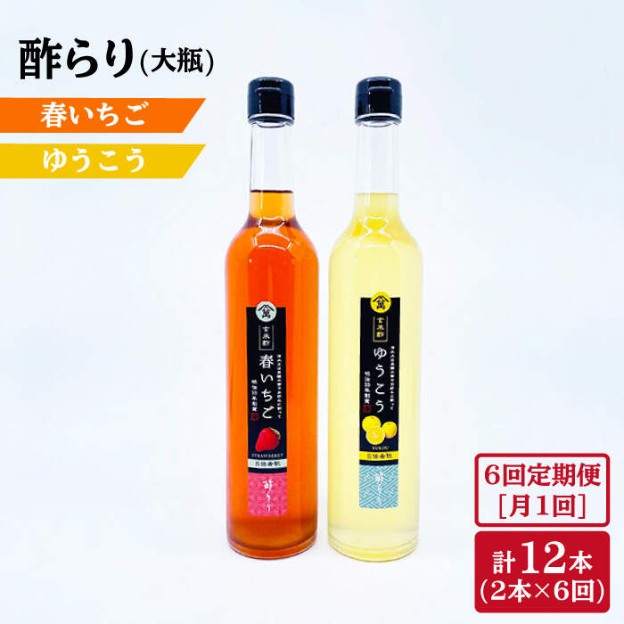 【ふるさと納税】【6回定期便】酢らり 大瓶（いちご・ゆうこう）総計12本＜川添酢造＞ [CDN036]