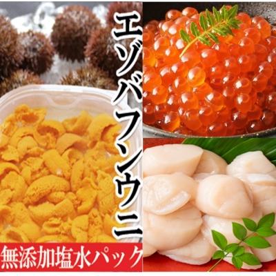 ふるさと納税 根室市 エゾバフンウニ塩水パック、いくら、ホタテ貝柱[2026年1月中旬以降発送] E-40004