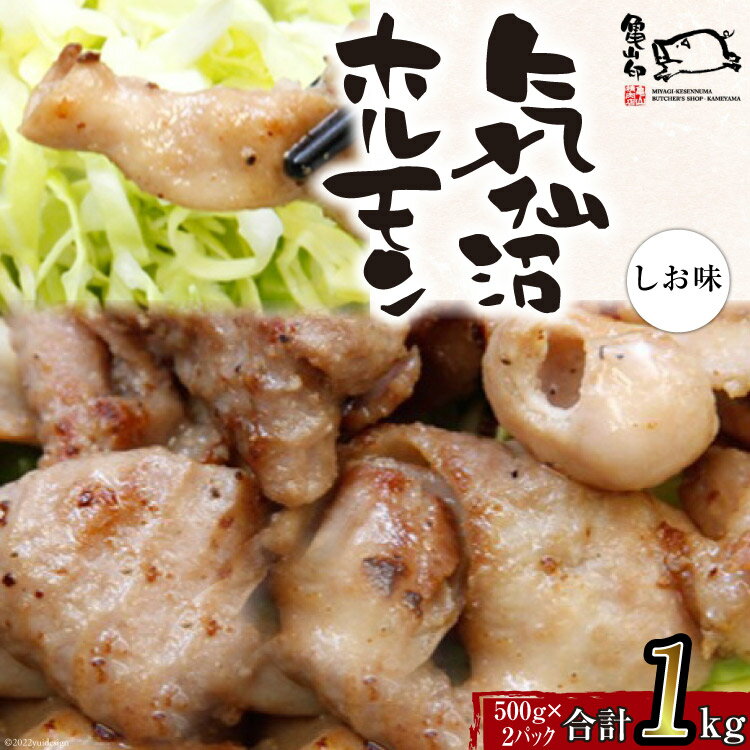 【ふるさと納税】亀山印 気仙沼ホルモン しお味 500g ×2 [気仙沼市物産振興協会 宮城県 気仙沼市 20565252] 豚 生モツ ホルモン 塩 しお 味付き 焼肉 冷凍