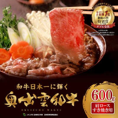 奥出雲和牛肩ロースすき焼き用600g(飯南町)【配送不可地域：離島】【1292343】