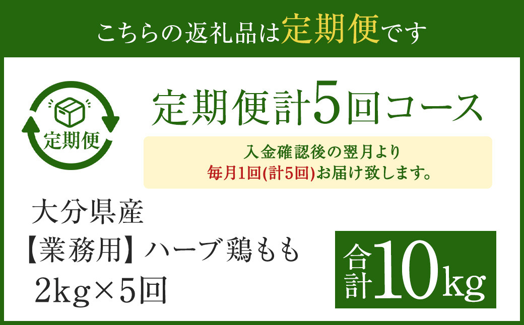 【1ヶ月毎5回定期便】 【業務用】 ハーブ鶏もも 計約10kg（約2kg×5回）