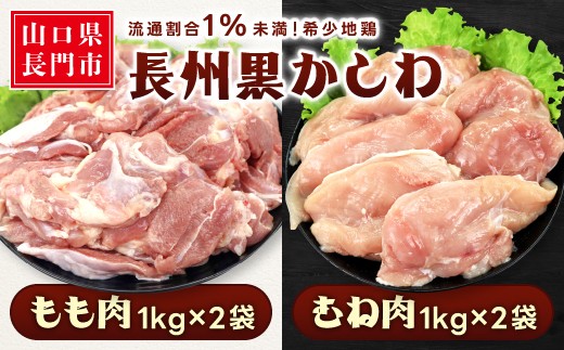 
            長州黒かしわ もも肉 むね肉 セット【鶏肉 もも 胸 むね 冷凍 もも肉 むね肉 地鶏 とりにく 入手困難 大容量 4kg 長門市】
          