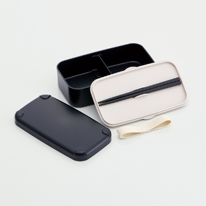 食洗機、電子レンジ対応 スマホスタンド付き 弁当箱 600ml 1段 箸付き PLB6SSH ブラック 奈良県奈良市 4-175 716973