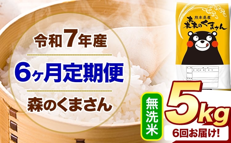 
            【6ヶ月定期便】 令和7年産 無洗米  森のくまさん 5kg 5kg×1袋  《お申し込みの翌月から出荷》 熊本県産 無洗米 精米 米 こめ コメ お米 kome
          
