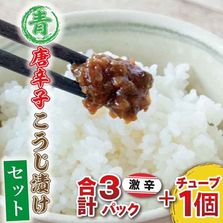 【ふるさと納税】青唐辛子こうじ漬けセット　パック3個［激辛3個］チューブ1個（AK004-4）