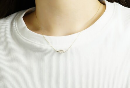 K10YGダイヤモンドウェーブネックレス　N449DI-Y2