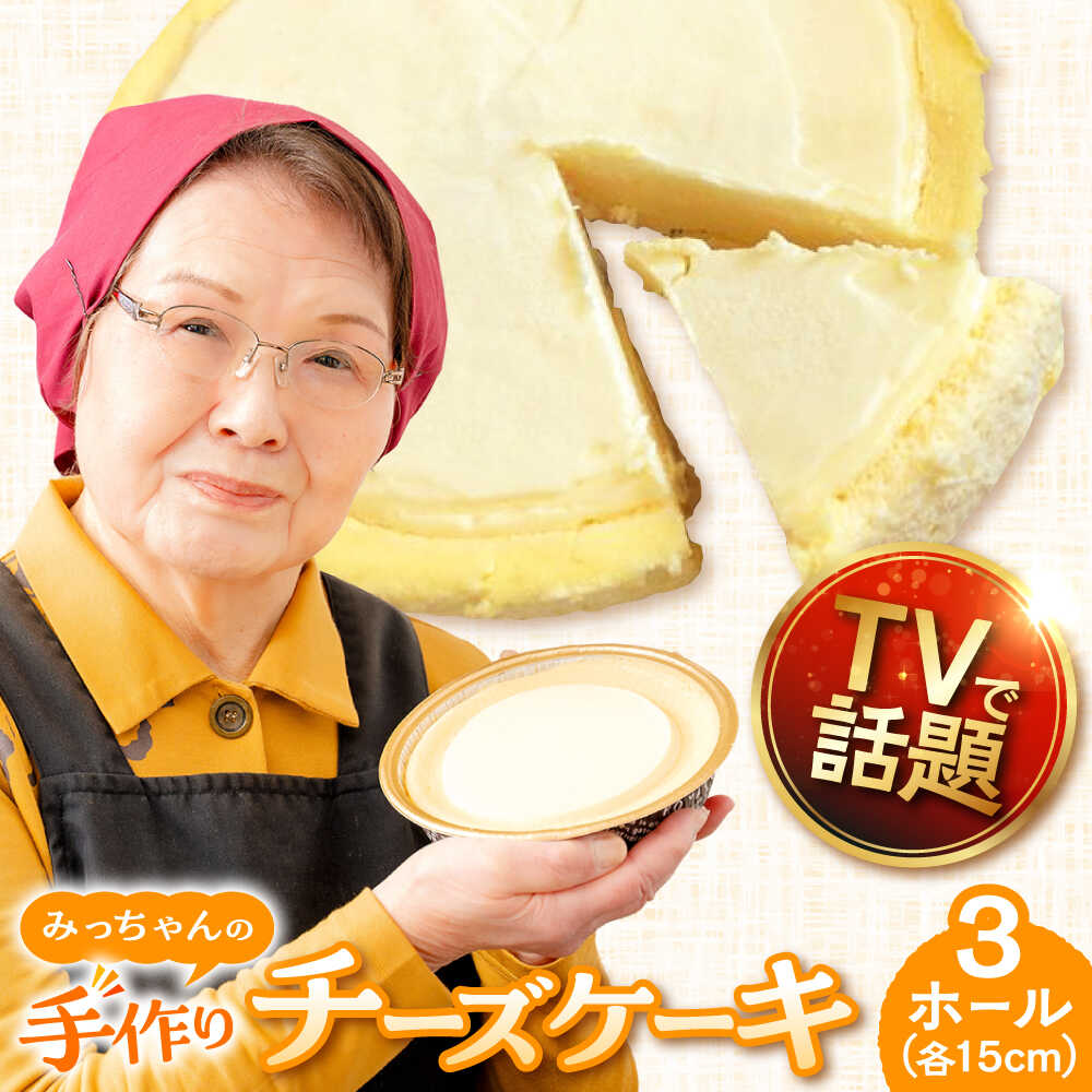 【ふるさと納税】みっちゃんの手作りチーズケーキ ホール3個 チーズケーキ チーズ ケーキ デザート 記念日 手作り 専門店 専門 【横須賀商工会議所 おもてなしギフト事務局（みっちゃんの手作りチーズケーキ）】 [AKBH003]