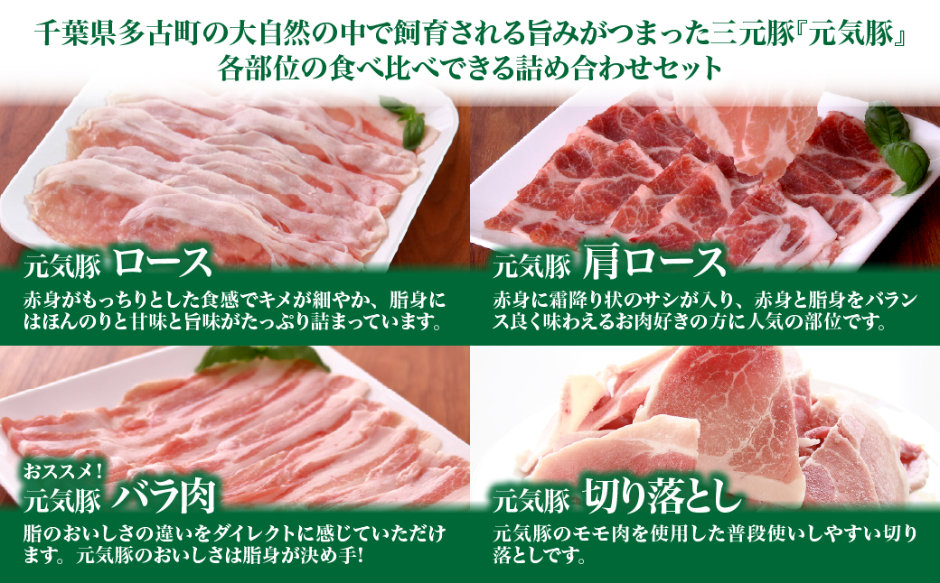 千葉県産豚肉　元気豚 精肉4種セット　1.7kg【配送不可地域：離島・沖縄県】 TAKB021