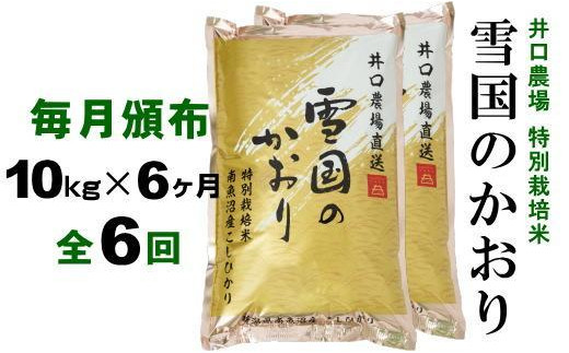 
【定期便】１０kg×６ヶ月　南魚沼産コシヒカリ 井口農場 こだわりの 特別栽培米
