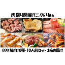 【ふるさと納税】肉祭り開催！BBQセット　～焼肉10種　10人前コース～　3箱セット　定期便・お肉・牛肉・焼肉・バーベキュー・肉の加工品