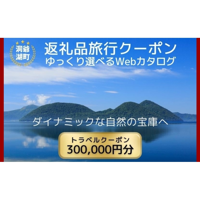 北海道ツアー 洞爺湖温泉 後から選べる旅行Webカタログで使える！ 旅行クーポン（300,000円分） 旅行券 宿泊券 飲食券 体験サービス券 送料無料 北海道