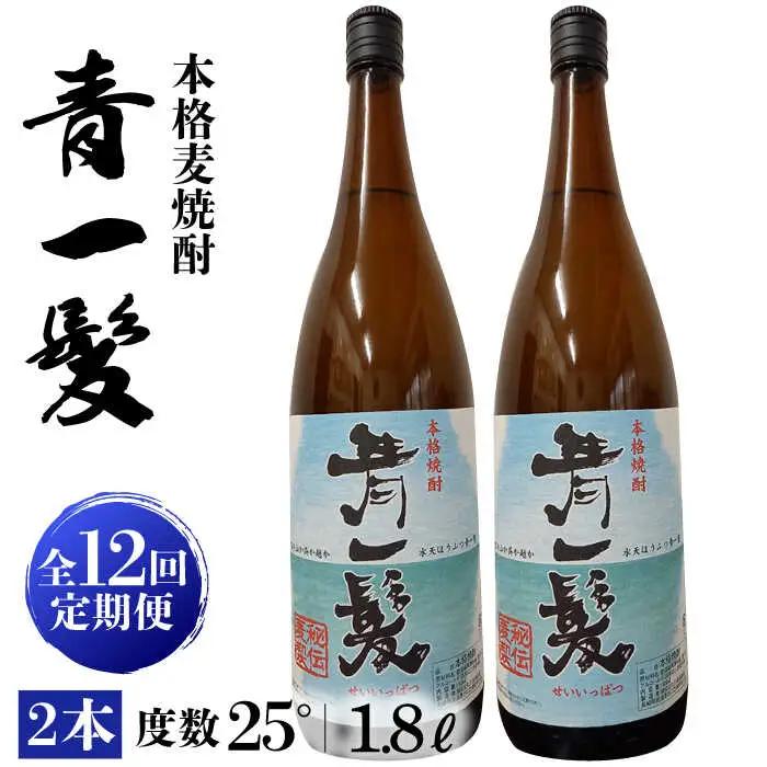【12回定期便】本格 麦焼酎 青一髪 25° 1.8L×2本  / 麦焼酎 むぎじょうちゅう 焼酎 麦 しょうちゅう むぎ 酒 お酒 さけ ギフト プレゼント 贈り物 / 南島原市 / 久保酒造場 [