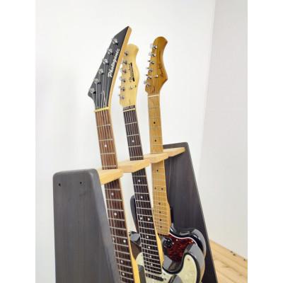 ふるさと納税 横手市 WOOD WORKS ギタースタンド エレキギター・ベース用3本掛【本体:ライトブラウン×BW】 |  | 03
