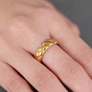 K24純金 キルティングリング　大 S-5681