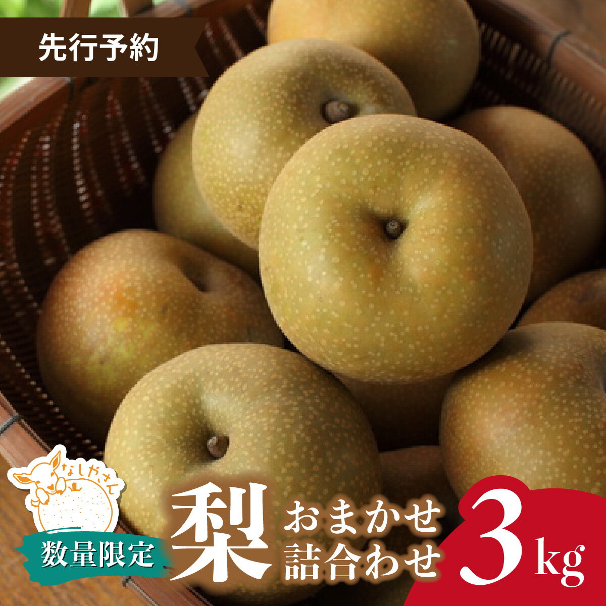 【ふるさと納税】＜先行予約 / 限定10箱＞ 梨 おまかせ詰合せ 約3kg(6～9個入り) 東松山市産 | なし ナシ 幸水 彩玉 豊水 秋麗 あきづき 新高 甘太 和梨 果物 フルーツ 新鮮 自然栽培 農園直送 産地直送 期間限定 数量限定 贈り物 プレゼント なしやさん 埼玉県 東松山市