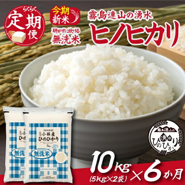 【ふるさと納税】【お米の定期便／6か月コース】＼無洗米／霧島連山の湧水ヒノヒカリ（定期便 国産 米 無洗米 精米済み 送料無料）