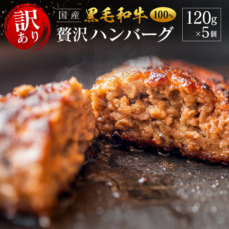 【ふるさと納税】「訳あり」黒毛和牛専門店の国産黒毛和牛100％の贅沢ハンバーグ 5個