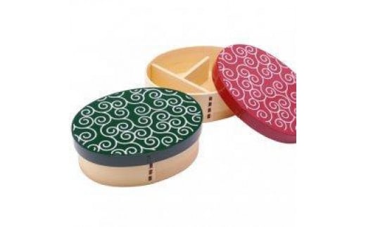 紀州漆器 曲げわっぱ 弁当箱 2個セット 唐草 木製 天然杉 ［YS48］