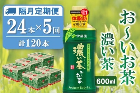 【隔月5回定期便】おーいお茶濃い茶 600ml×24本(合計5ケース)【伊藤園 お茶 緑茶 濃い 渋み まとめ買い 箱買い ケース買い カテキン 2倍 体 脂肪】D5-F071378