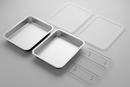 キズが目立ちにくい 蓋付きステンレスバットセット キッチン用品 調理器具 キッチングッズ しまいやすい角型蓋つきバット 【011P009】