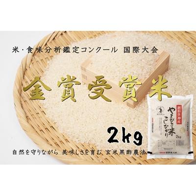 ふるさと納税 阿賀野市 【令和7年産先行受付】農家直送!玄米黒酢農法コシヒカリ「やまびこ米」2kg(白米)