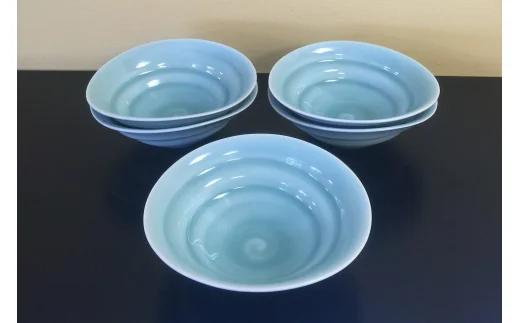 【伊万里焼】青磁うずまき小鉢 5個セット 027-H1308