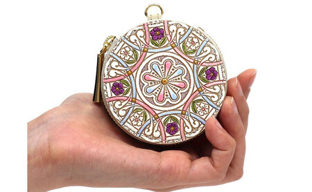 【文庫屋大関】マカロンポーチ ペタル【皮革工芸品】 ポーチ ミニポーチ 小物入れ アクセサリー入れ イヤホン入れ 収納 保管ケース 手のひらサイズ  本革 革 皮革 工芸品 工芸 雑貨 ギフト プレゼ