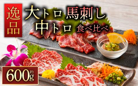 霜降り馬刺しの食べ比べ約600g 大トロ馬刺し・中トロ馬刺し各約300g 桜屋 熊本県 阿蘇市 馬刺し 馬肉 霜降り 大トロ 中トロ 食べ比べ セット 醤油 生姜 600g 詰め合わせ 人気 特産品 名物