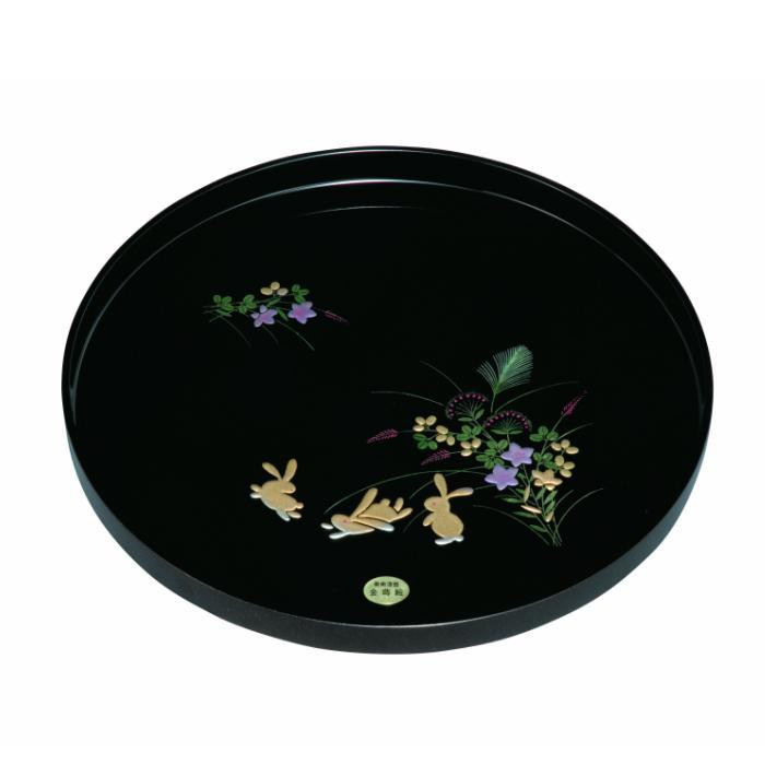 
丸盆 30cm 黒 京うさぎ
