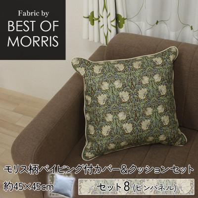 ふるさと納税 茅野市 フチ付カバー&amp;クッション 45cm角 セット8 ピンパネル Fabric by ベストオブモリス