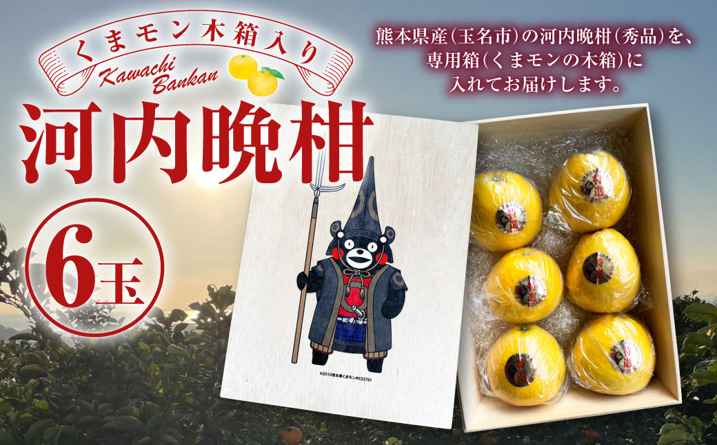 
                  くまモン 木箱入り 河内晩柑 6玉 柑橘 果物 くだもの フルーツ 蜜柑 みかん ばんかん 【2026年4月上旬発送開始】
                
