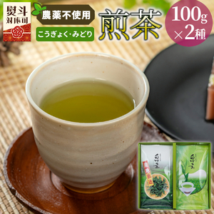 農薬不使用！煎茶 ギフト NO.33 (こうぎょく100g＋みどり100g 計200g) 常磐園 日本茶 緑茶 煎茶 茶葉 お茶 美濃白川茶 農薬不使用栽培茶 春摘み 大容量 岐阜県 東白川村 一番茶 お取り寄せ 贈答用 プレゼント ギフトセット
