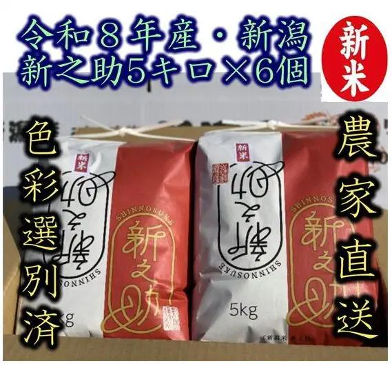 【令和8年産新米】 新潟県産「新之助」 白米 30kg（5kg×6袋） 阿賀野市産 中島農場 精米 新潟県 米 こめ コメ お米 ごはん ご飯 農家直送 色彩選別済 新米 新米予約 令和8年産 9月下旬より順次発送 3R11092