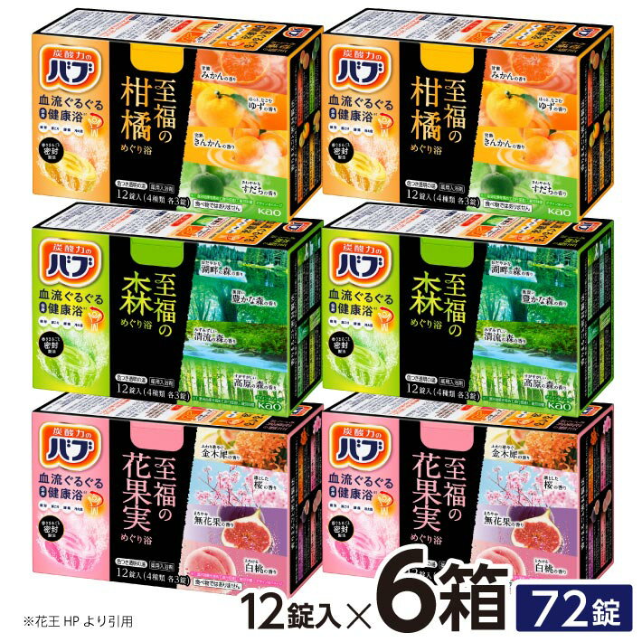 【ふるさと納税】花王 バブ 至福のめぐり浴セット 3種×各2箱 計6箱 至福の柑橘めぐり浴 至福の森めぐり浴 至福の花果実めぐり浴 入浴剤 炭酸 医薬部外品 東北 山形県 酒田市 庄内 詰合せ セット