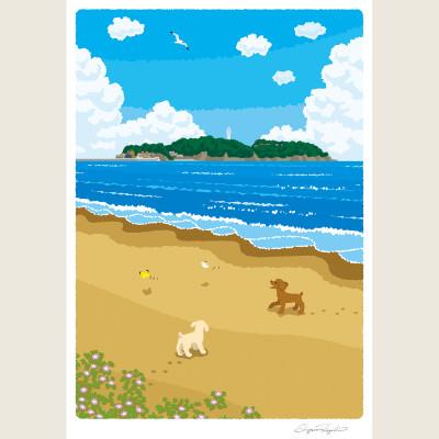 ふるさと納税 茅ヶ崎市 湘南・茅ヶ崎で描く、海を感じるイラストアート『ジークレーアートフレーム　SL-14』(小:八つ切) |  | 02