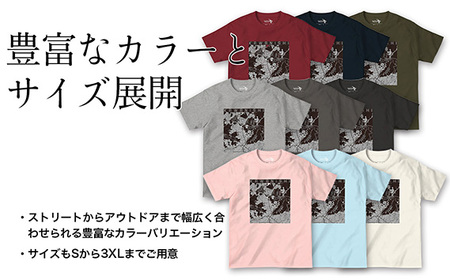 【川西】地図柄ヘビーウェイトTシャツ（スモーキーブラック）2XLサイズ［No.331-05］