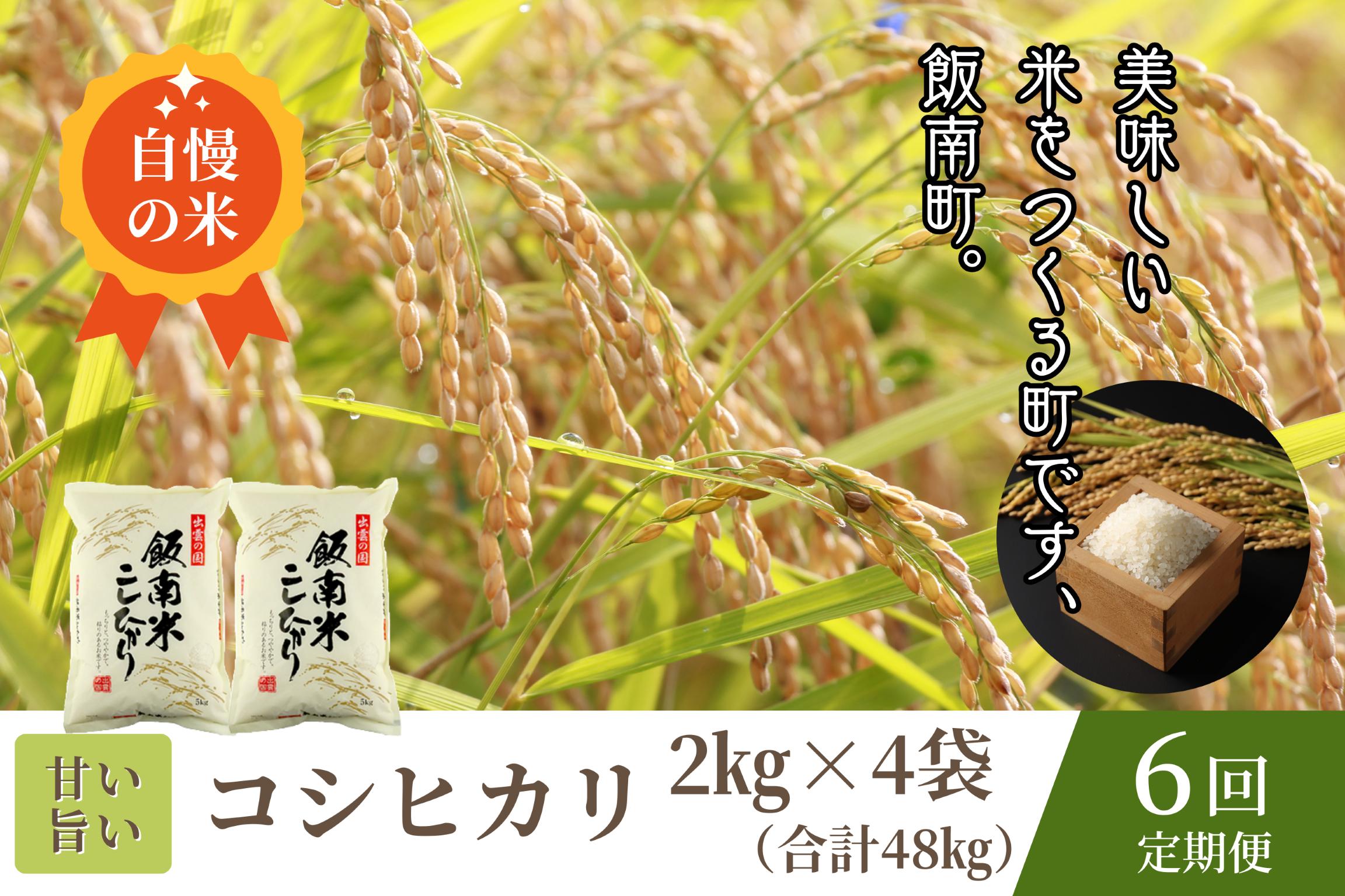 
                  【令和7年度産】島根県飯南町産こしひかり（２kg×４袋） ×６回 【 米 コシヒカリ ブランド米 小分け 便利 贈答用 プレゼント 精米 玄米 選択可能 D-65 】
                