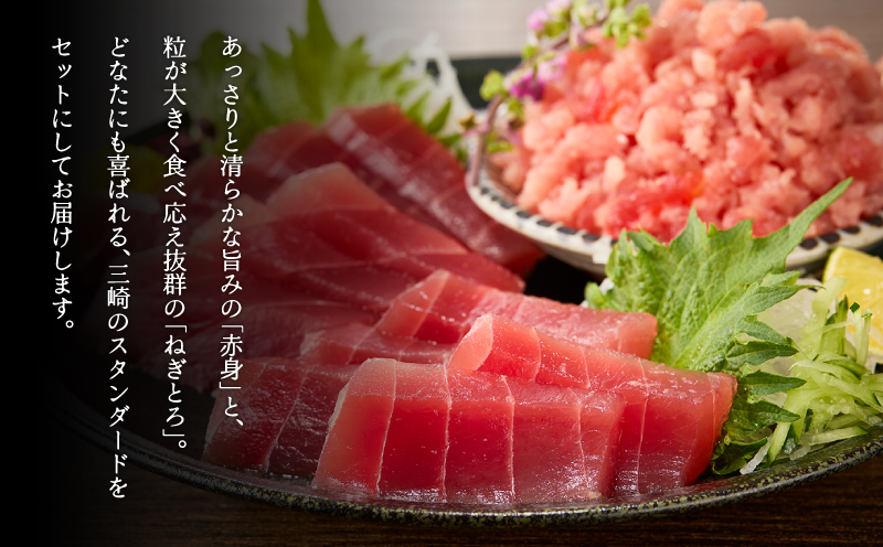 三崎の天然まぐろ赤身 800g・ねぎとろ 100g×5パック（500g）セット　M024-002