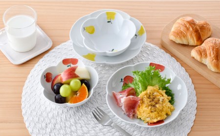 【波佐見焼】りんご・ラフランス フラワー ボウル プレート セット 食器 皿 【松幸陶芸】 [HB44] 波佐見焼