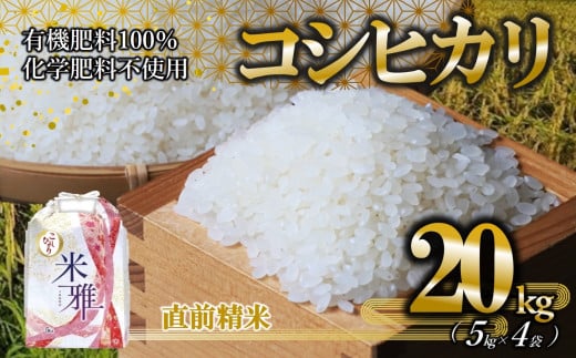 【新米先行予約】令和７年産 新米 コシヒカリ 20kg 白米【9月下旬～順次発送】精米 直前精米 新米 化学肥料不使用 有機米 お米 こめ コメ こしひかり 人気 兵庫県産 精米（72-7）