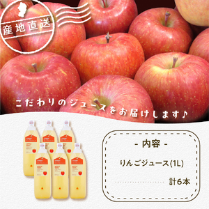 オリジナル りんご ジュース 6本 入り 100％ストレート 山形 天童 07-03-062