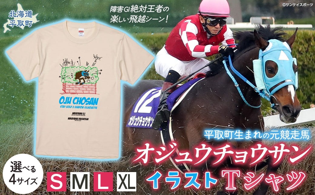 
            【オジュウチョウサン】イラストＴシャツ選べる４サイズ【ふるさと納税 人気 おすすめ ランキング 馬 競馬 競走馬 オジュウチョウサン 北海道 平取町 送料無料】 BRTV005-v
          