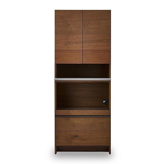 【ふるさと納税】ダイニングボード オウル 70サイズ　上：ダイニングボード＋下：レンジボード／ウォールナット | 家具 食器棚 棚 キッチン ダイニング 木製 木目 収納 引き出し 天板 ステンレス 大容量 おしゃれ 一人暮らし 新生活 家電 人気 おすすめ 関家具 大川家具