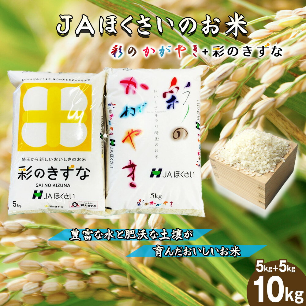 【ふるさと納税】鴻巣市産「彩のかがやき」5kg＋「彩のきずな」5kg ／ 令和7年産 新米 2025年産 米 精米 お米 10キロ ご飯 ブランド米 美味しい さっぱり 甘み 粘り もっちり 食べ比べ セット 送料無料 埼玉県［No.573］