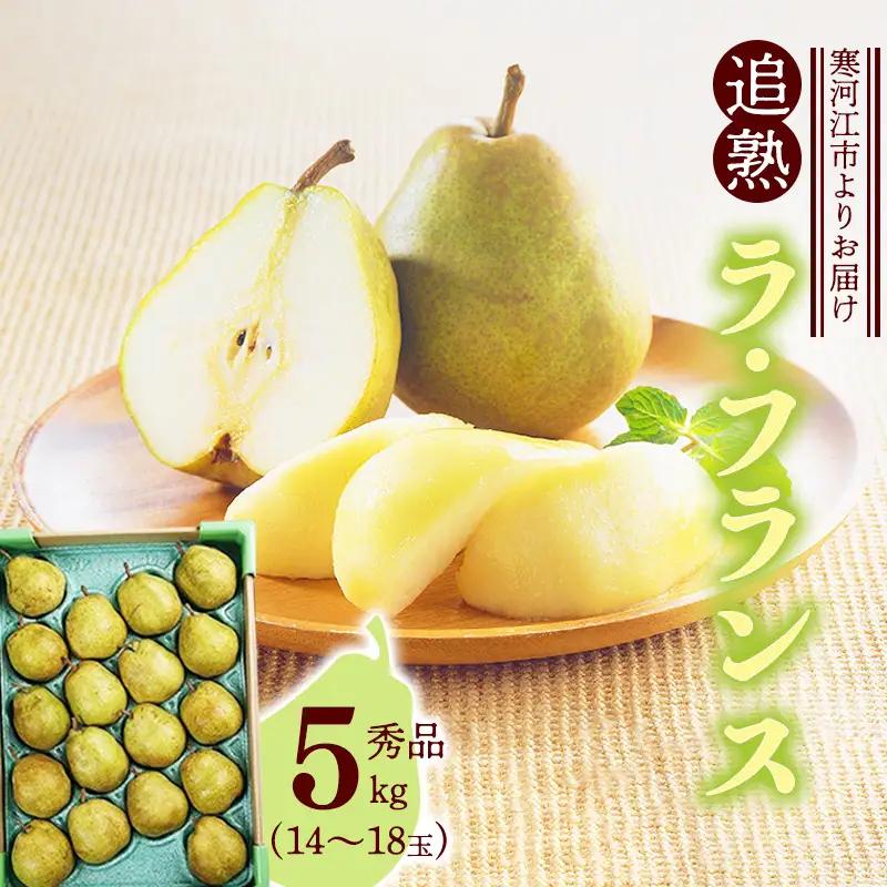 《先行予約》令和8年産 山形セレクション認定品 洋梨「追熟 ラ・フランス 」秀品 サイズおまかせ 5kg（14 - 18玉） 山形県産 【2026年10月末頃から2027年1月頃発送予定】2026年産 山形産　015-B-MM026