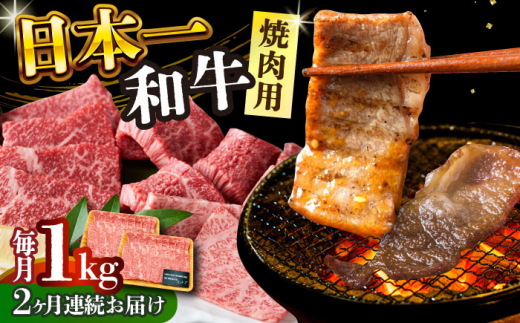 【全2回定期便】【A4～A5】長崎和牛焼肉用　1kg（500g×2p）【株式会社 MEAT PLUS】 [DBS037]長崎和牛 和牛 国産 牛肉  長崎和牛 焼肉用 1kg 500g 2パック2回定期便 定期便 2回