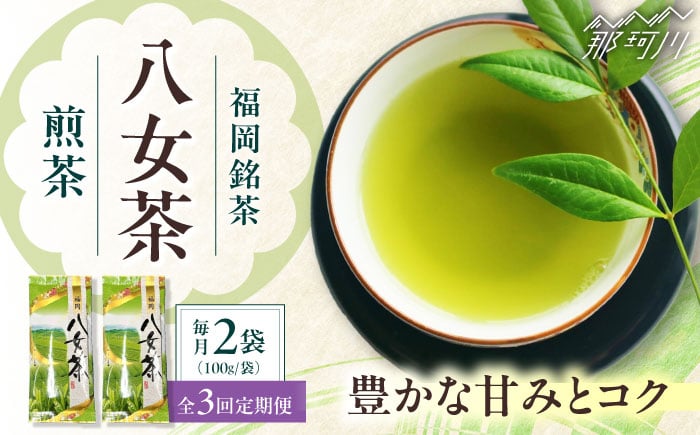 
            【全3回定期便】八女茶　煎茶セット　100g×2袋 ＜木村食品＞ 那珂川市 [GFW063]
          