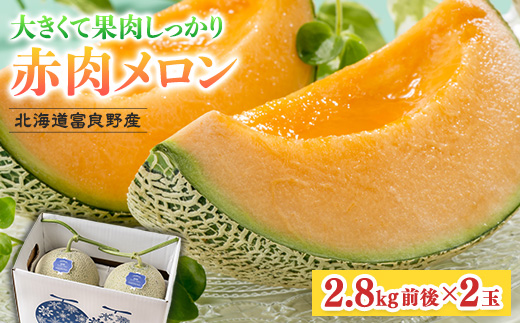 
            北海道富良野産 赤肉メロン 大玉 2玉(1玉2.8kg前後)【1520604】
          