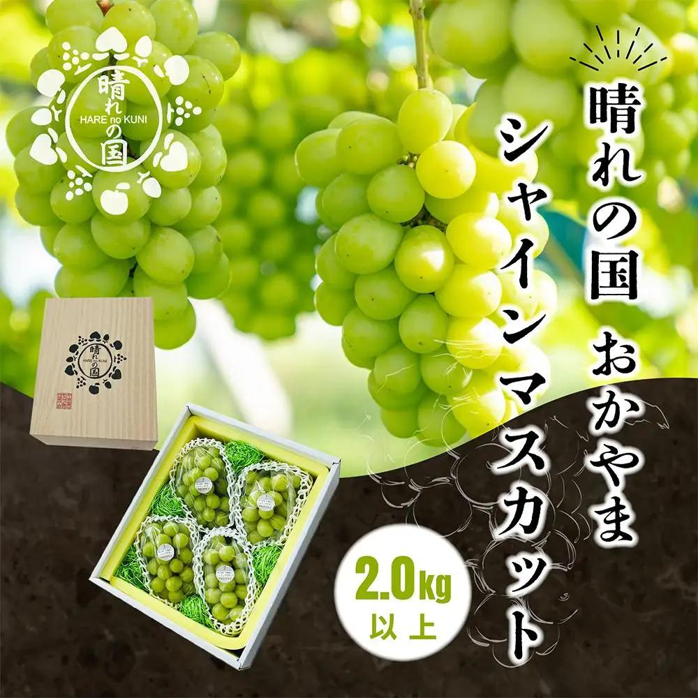 【先行予約 秋季 2026年9月上旬発送～】岡山県産シャインマスカット 2.0kg（3～4房）【021-a021】